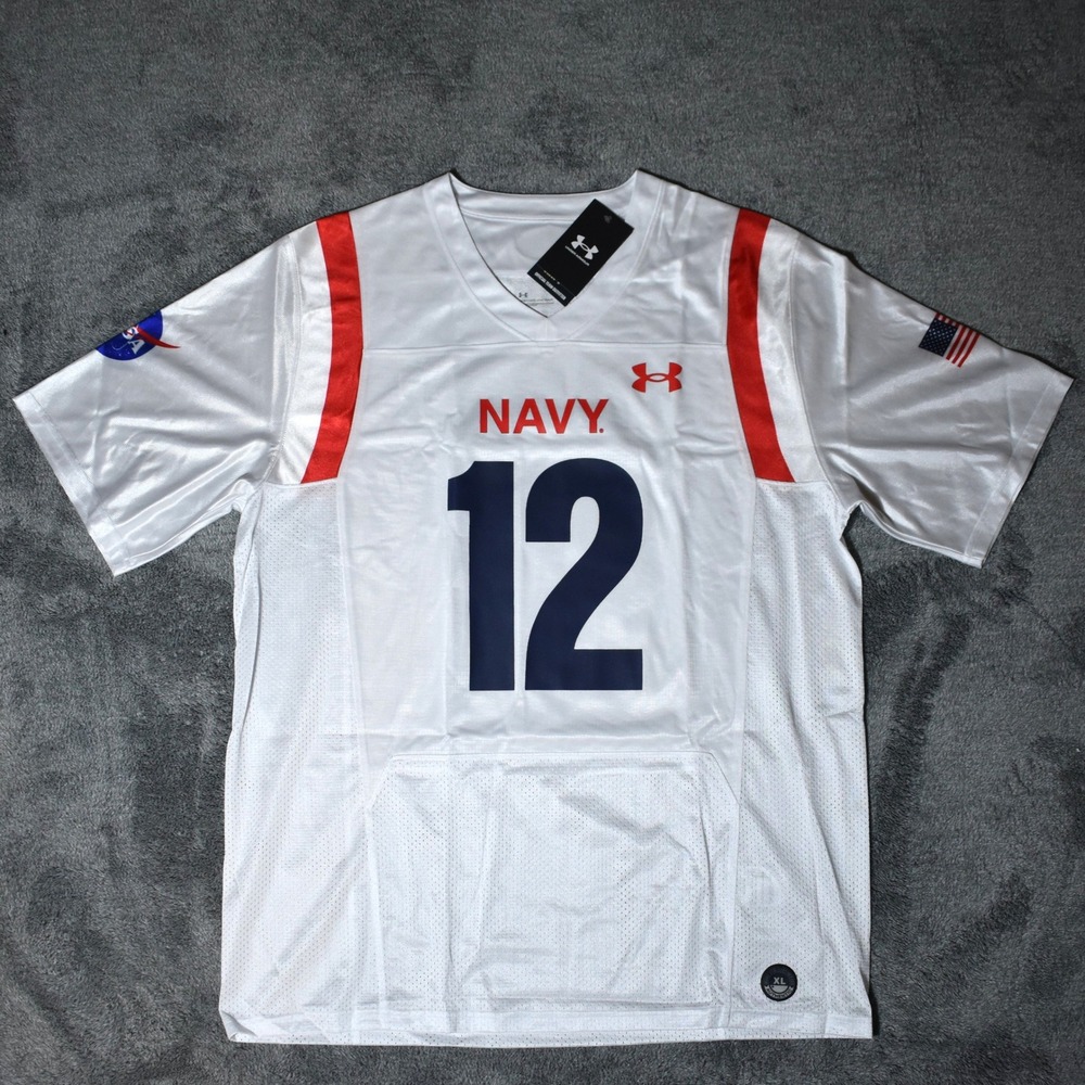 Under Armour Navy Midshipmen NASA Space Football Jersey #12 White Mens XL NEW